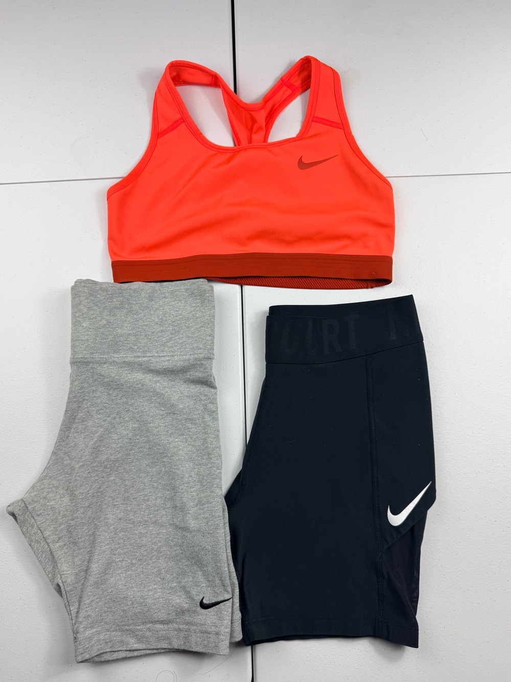 Nike Sports Bra with Gray and Black Shorts Set